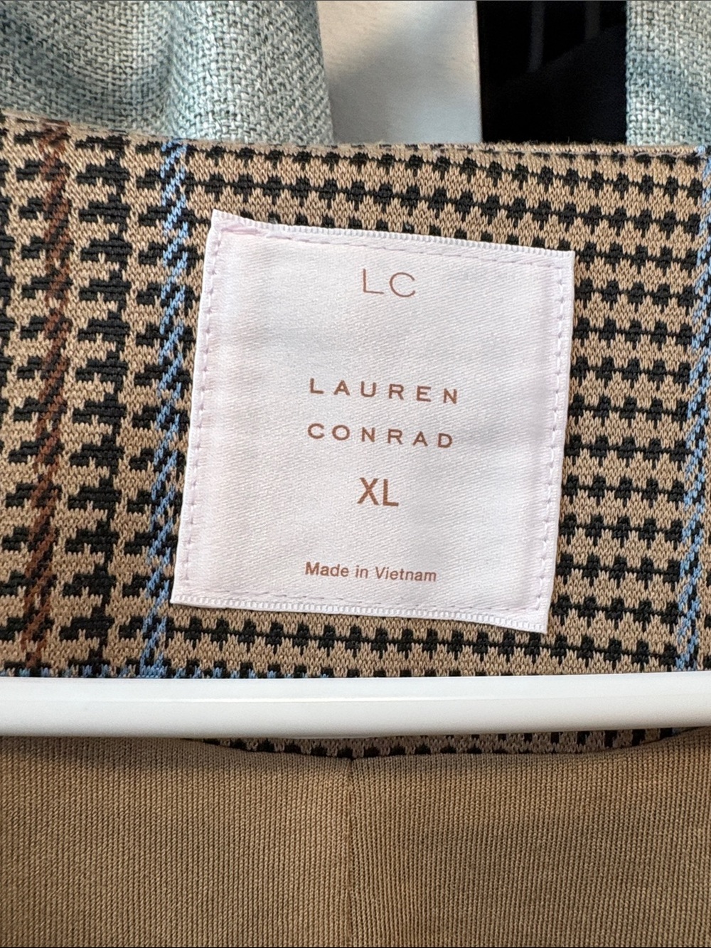 LC Lauren Conrad Brown Plaid Button-Front Vest with Blue Accents - Picture 4 of 4